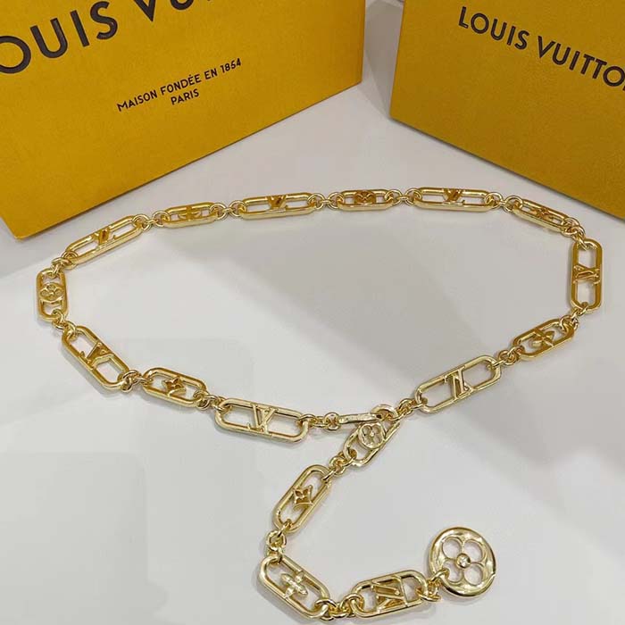 Louis Vuitton Women My LV Chain Belt Adjustable Metal Gold-Color Finish Monogram Flowers