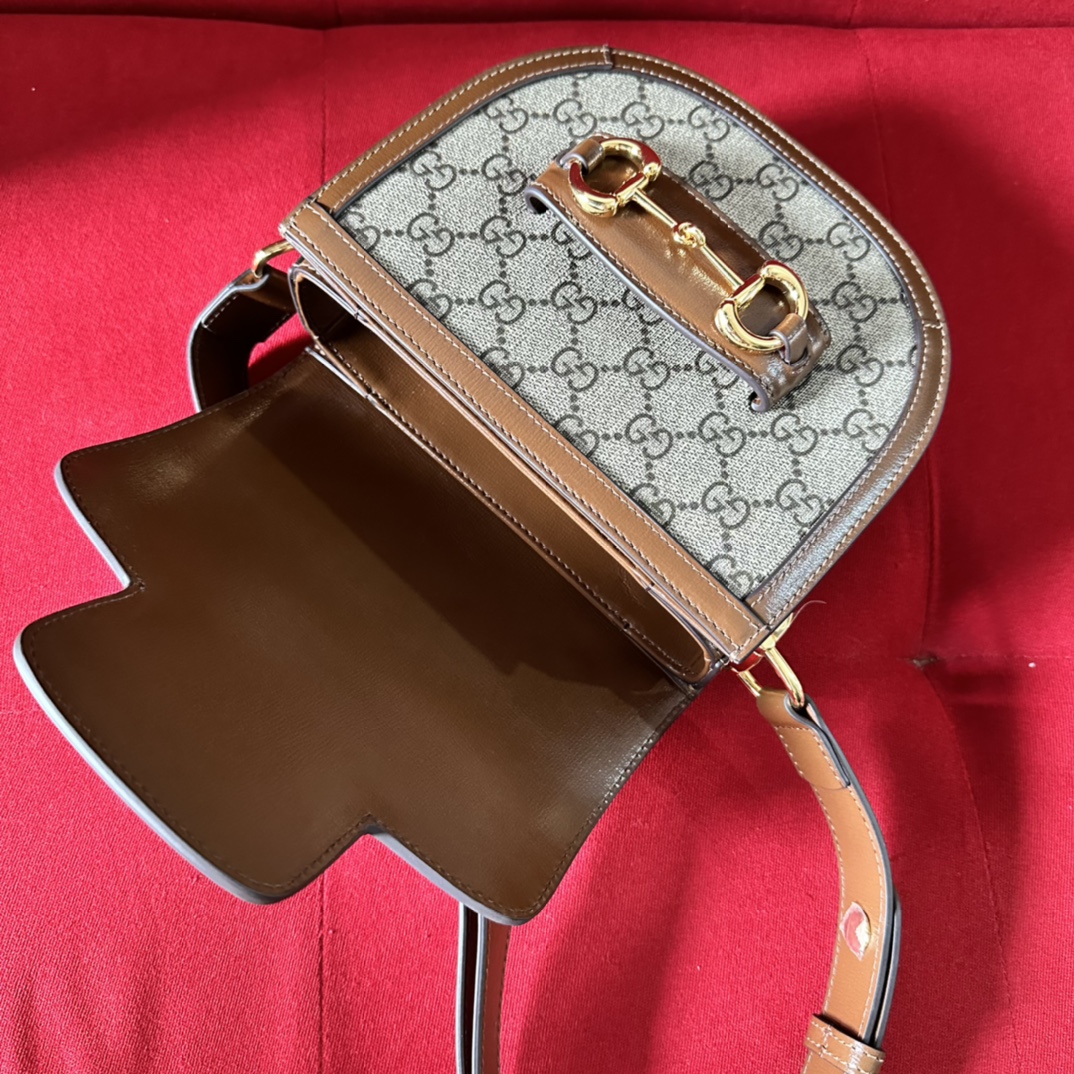 G*u*i gg women G*u*i horsebit 1955 mini rounded bag beige ebony gg supreme canvas