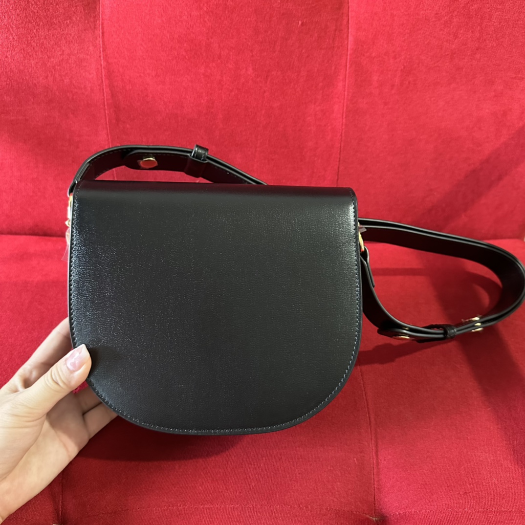 G*u*i gg women G*u*i horsebit 1955 mini rounded bag black leather cotton linen lining