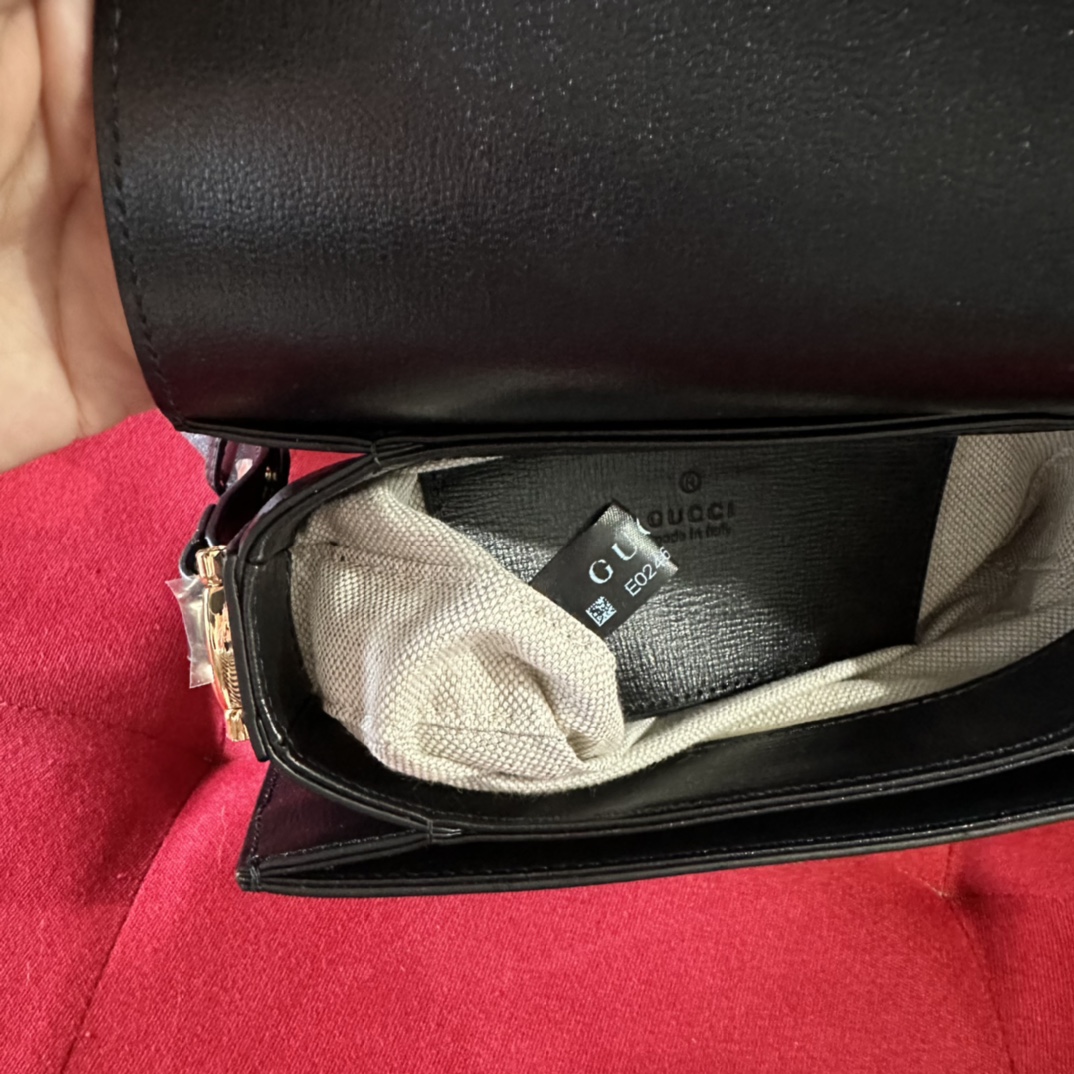 G*u*i gg women G*u*i horsebit 1955 mini rounded bag black leather cotton linen lining