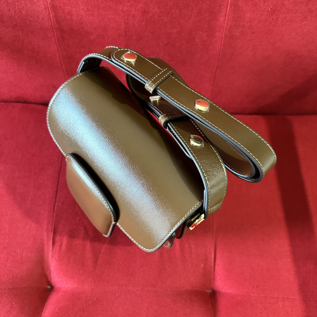 G*u*i gg women G*u*i horsebit 1955 mini rounded bag brown leather cotton linen lining