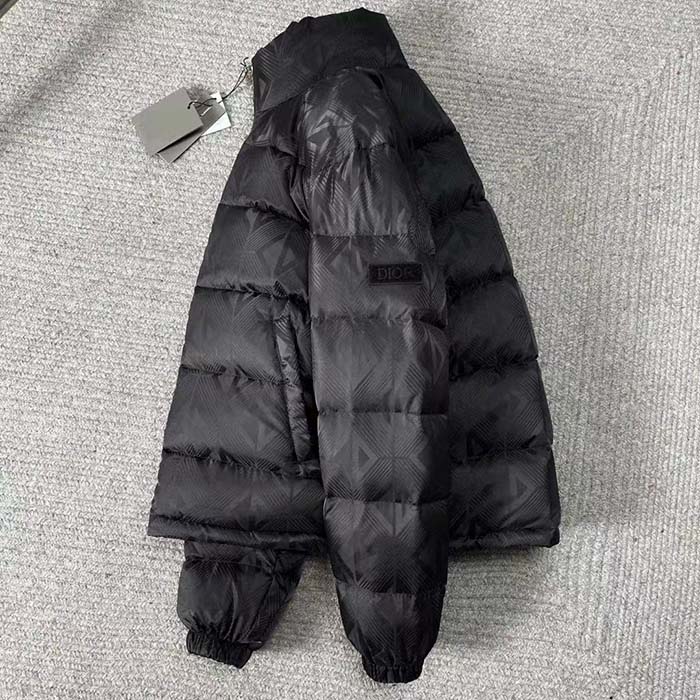 Dior Women CD Dior Oblique Down Jacket Gray Technical Jacquard