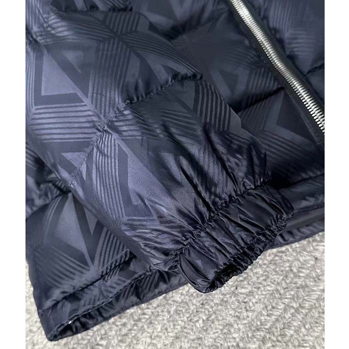 Dior Women CD Dior Oblique Down Jacket Navy Blue Technical Jacquard