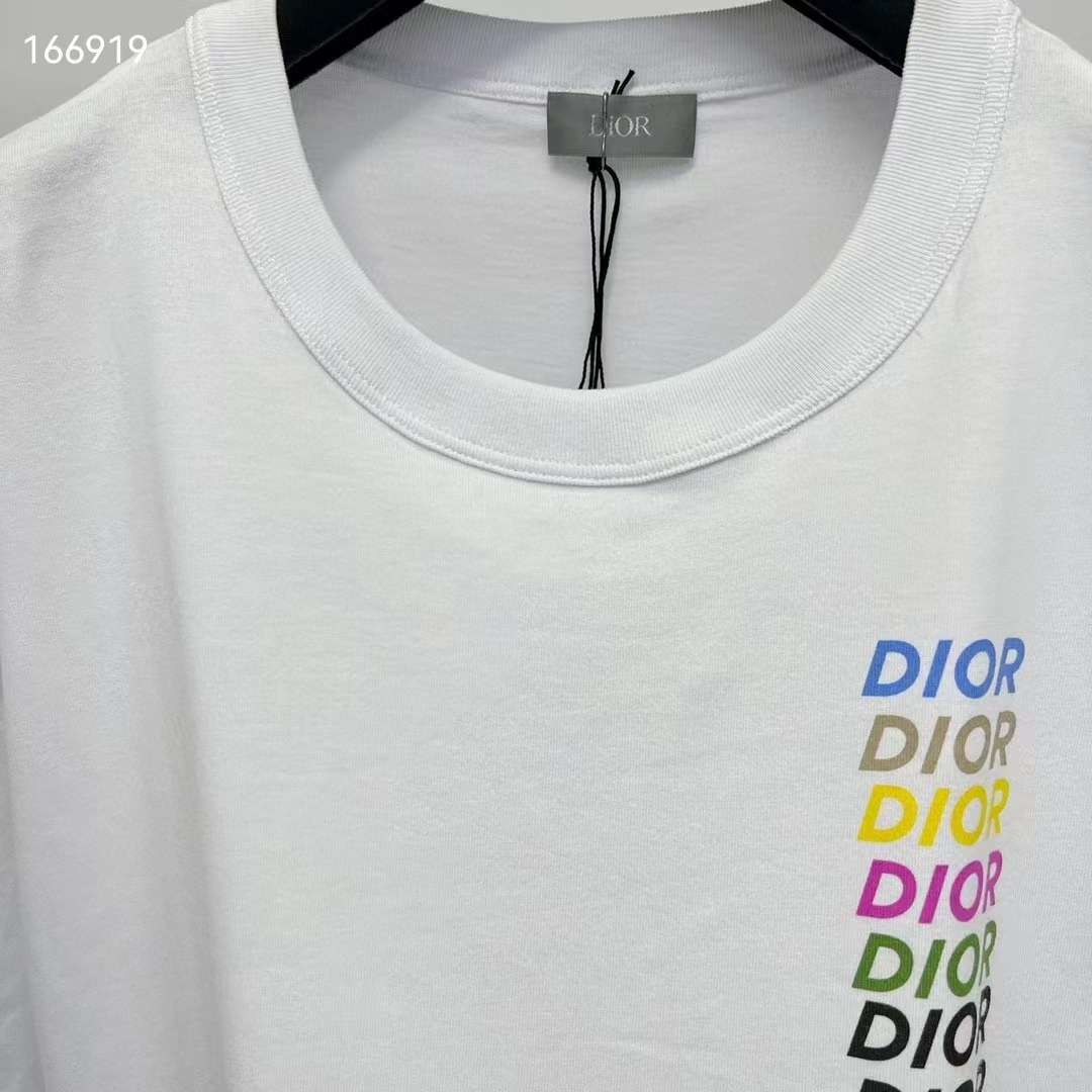 Dior Women CD Relaxed-Fit T-Shirt White Slub Organic Cotton Jersey