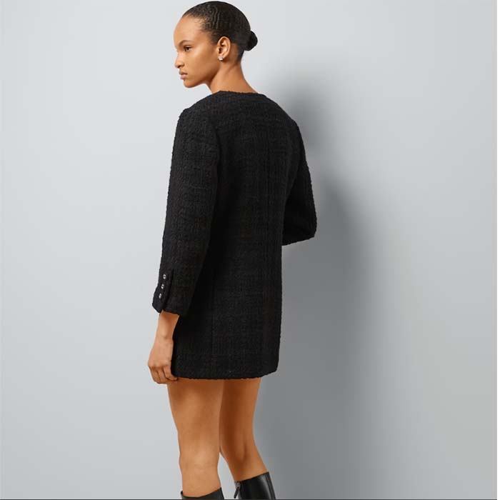 G*u*i gg women tweed mélange jacket black self-covered buttons interlocking g lined v-neck