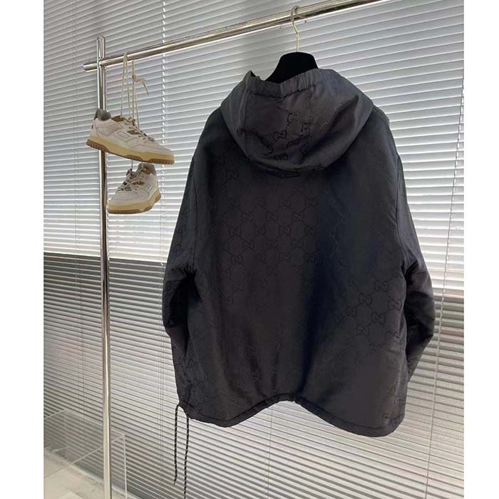 G*u*i women G*u*i off the grid hooded jacket black gg econyl regenerated nylon