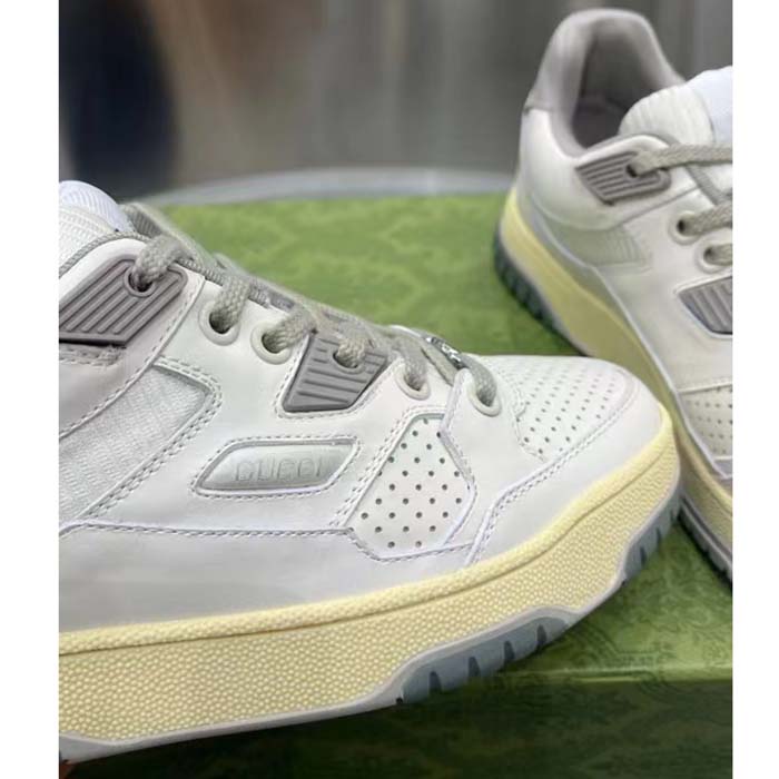 G*u*i unisex distressed effect sneaker off white leather interlocking g rubber flat