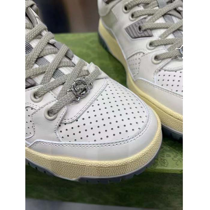 G*u*i unisex distressed effect sneaker off white leather interlocking g rubber flat