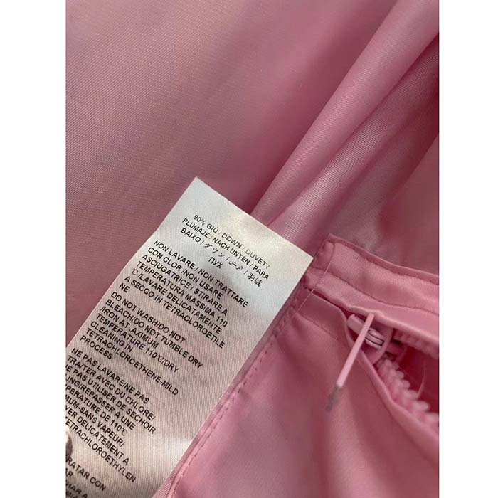 G*u*i women gg cotton canvas puffer jacket light pink gg lined interlocking g two front pockets