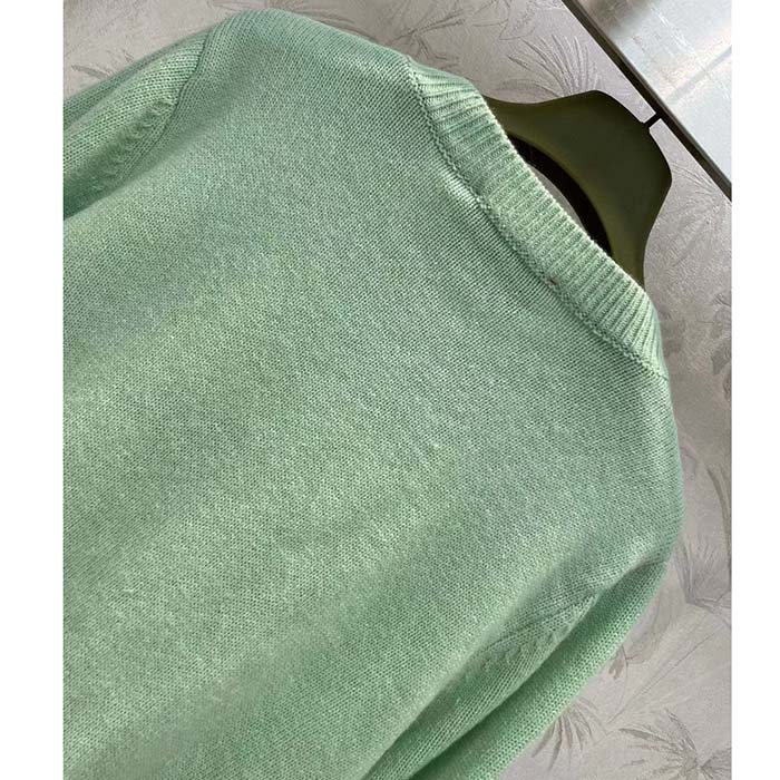 G*u*i men gg fine cashmere cardigan interlocking g light green crewneck long sleeves