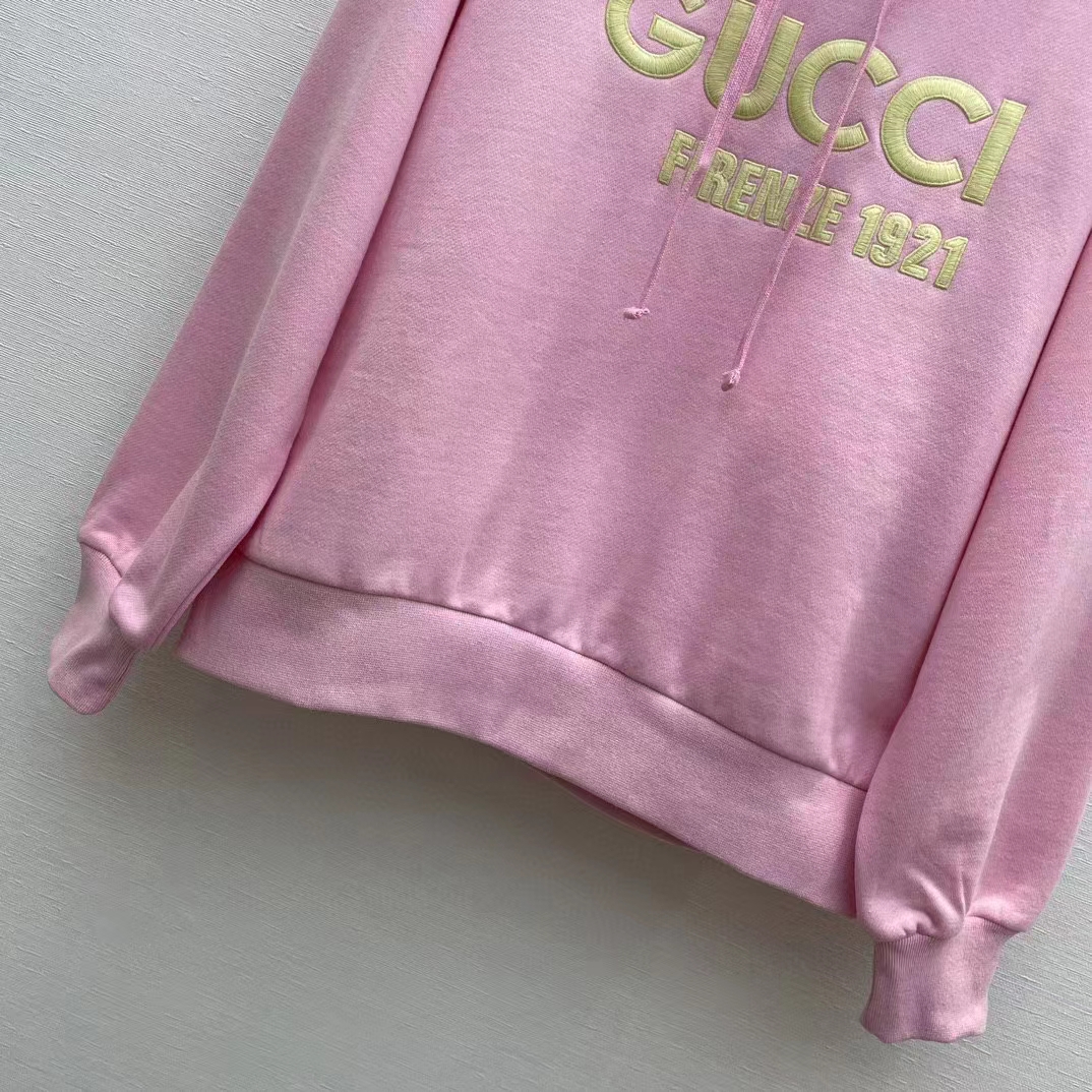 G*u*i women gg hooded sweatshirt embroidery firenze 1921 drawstring closure dropped shoulder long sleeves