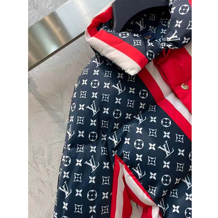 Louis Vuitton LV Men Tricolor Monogram Puffer Jacket Polyamide Navy Red