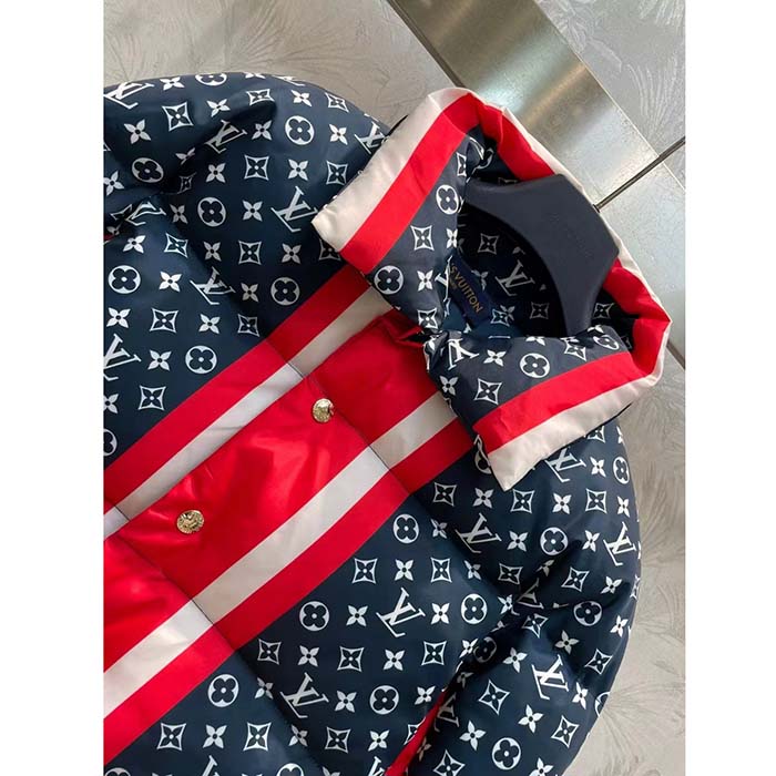 Louis Vuitton LV Men Tricolor Monogram Puffer Jacket Polyamide Navy Red