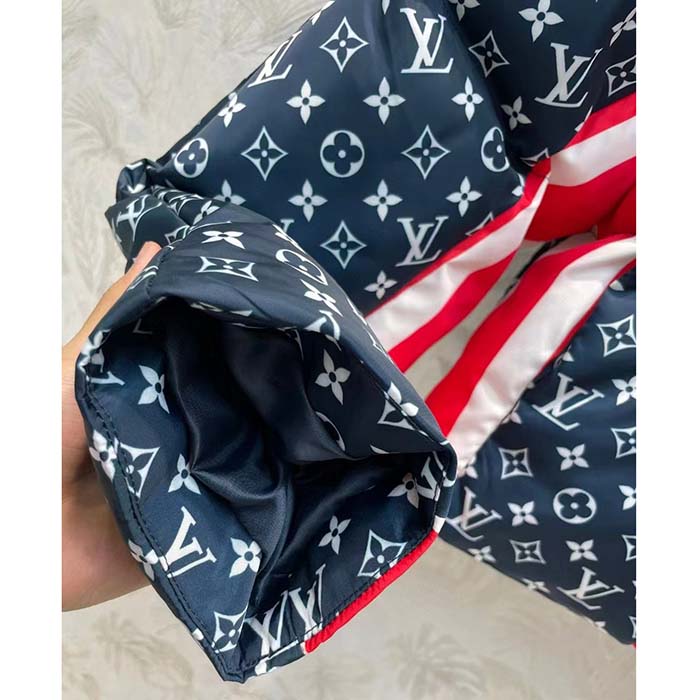 Louis Vuitton LV Men Tricolor Monogram Puffer Jacket Polyamide Navy Red