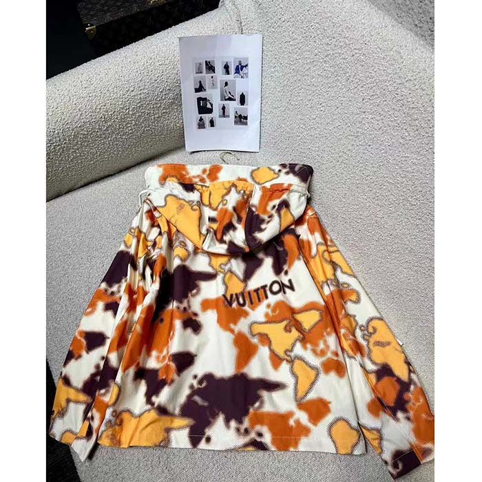 Louis Vuitton Men Cotton Hooded Blouson Regular Fit LV Mappamundi Signature Printed All Over