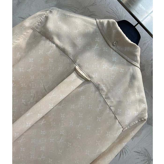 Louis Vuitton Men LV Monogram Cloud Shirt Silk Pinkish Beige Regular Fit