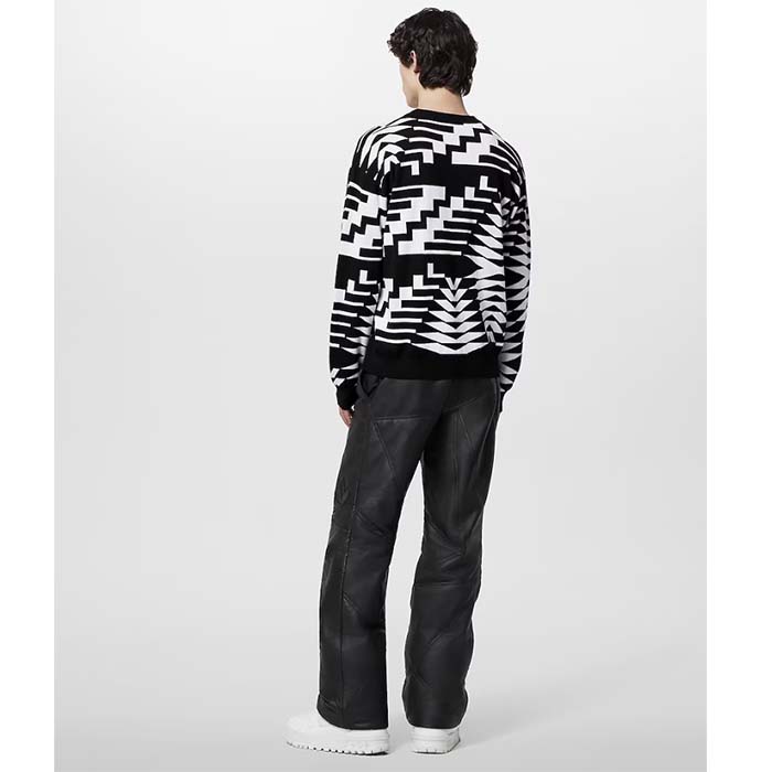 Louis Vuitton Men LV SKI Wool Pullover Regular Fit Fir Tree Jacquard Signature All Over