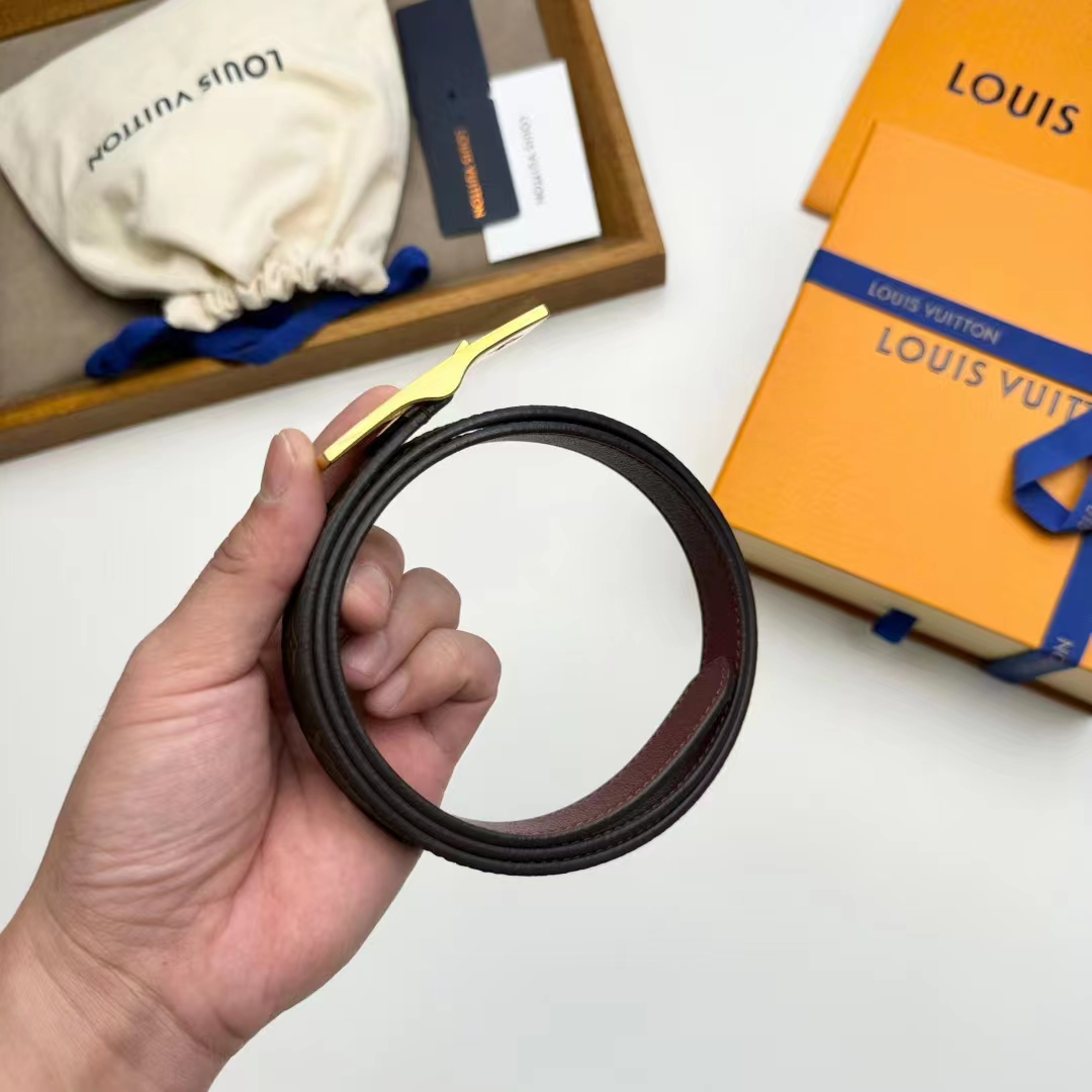 Louis Vuitton Unisex LV Duo 18MM Reversible Belt Monogram Canvas Recto Side Brown Leather Verso