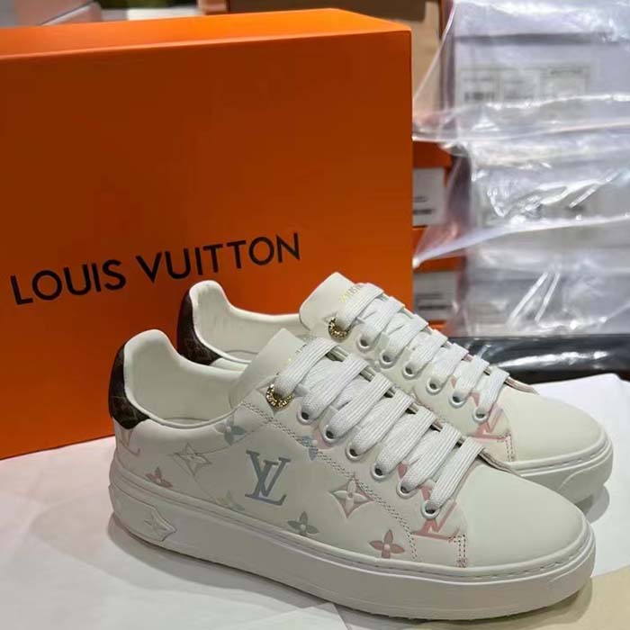 Louis Vuitton Unisex LV Time Out Sneaker White Monogram-Debossed Calf Leather