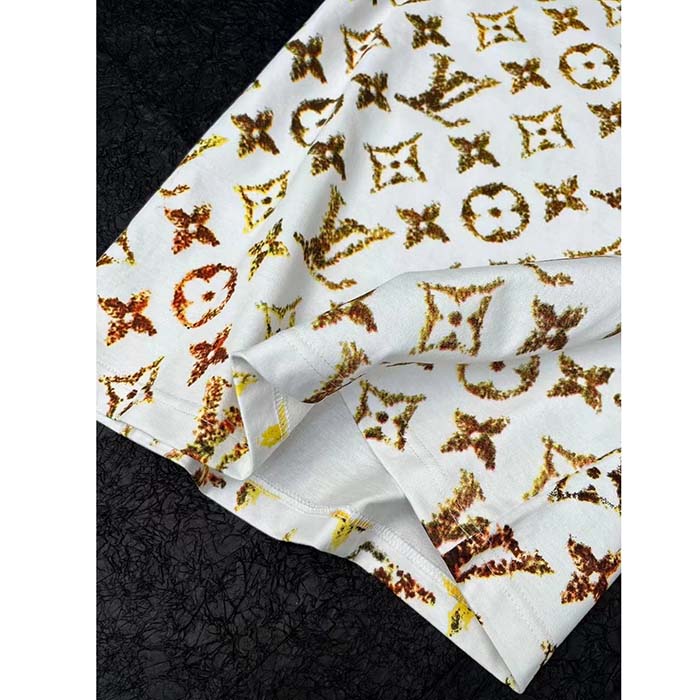 Louis Vuitton Men LV Floral Monogram T-Shirt Cotton Pink Beige Regular Fit