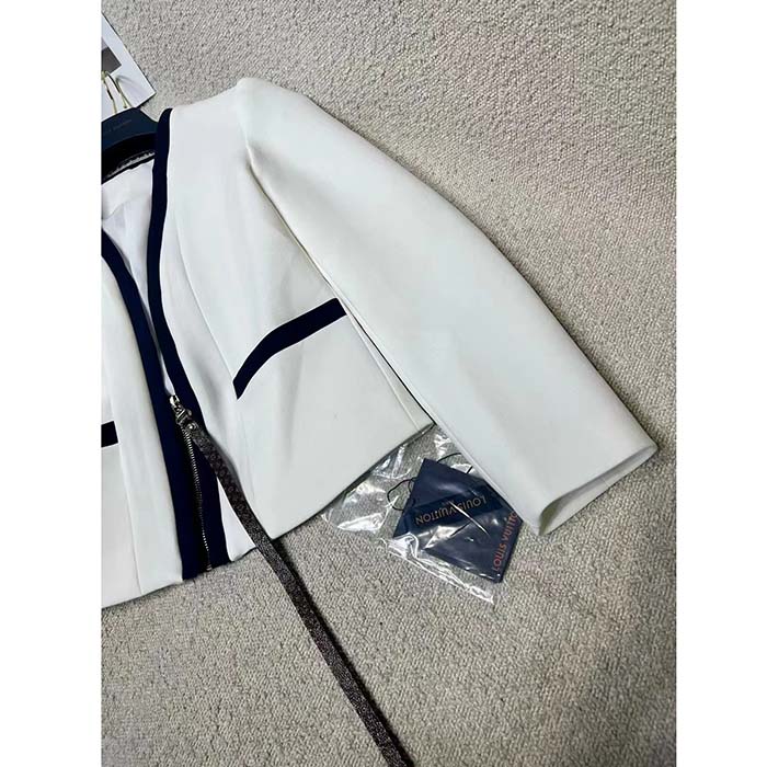 Louis Vuitton Men LV Wetsuit Pull Mikado Jacket Wool Silk White Regular Fit