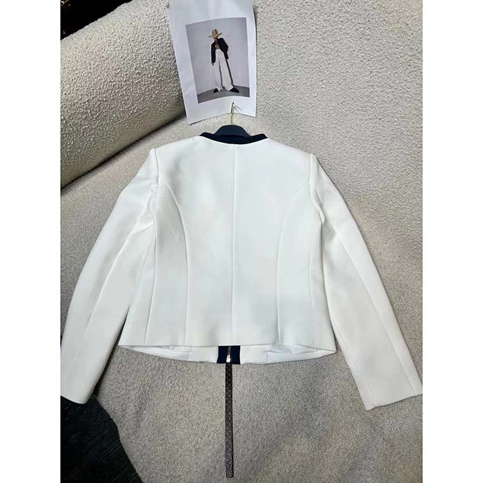 Louis Vuitton Men LV Wetsuit Pull Mikado Jacket Wool Silk White Regular Fit