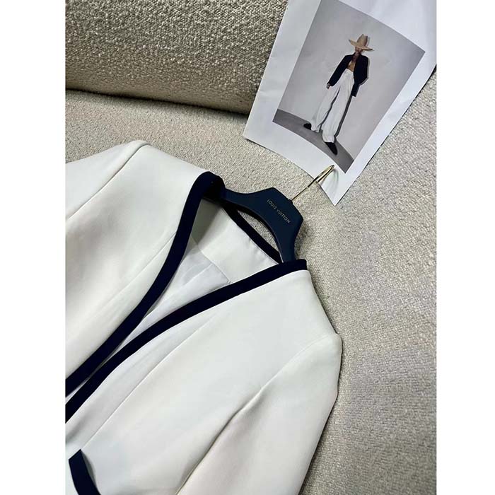 Louis Vuitton Men LV Wetsuit Pull Mikado Jacket Wool Silk White Regular Fit
