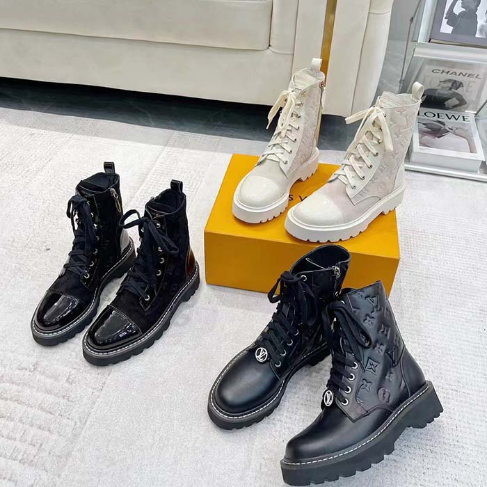 Louis Vuitton Women Territory Flat Ranger Black Monogram-Debossed Calf Leather Side Zip