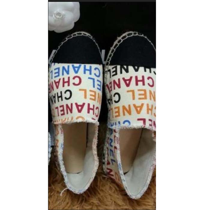 Chanel Women CC Espadrilles Colourful Chanel Logo Gold Tone Metal