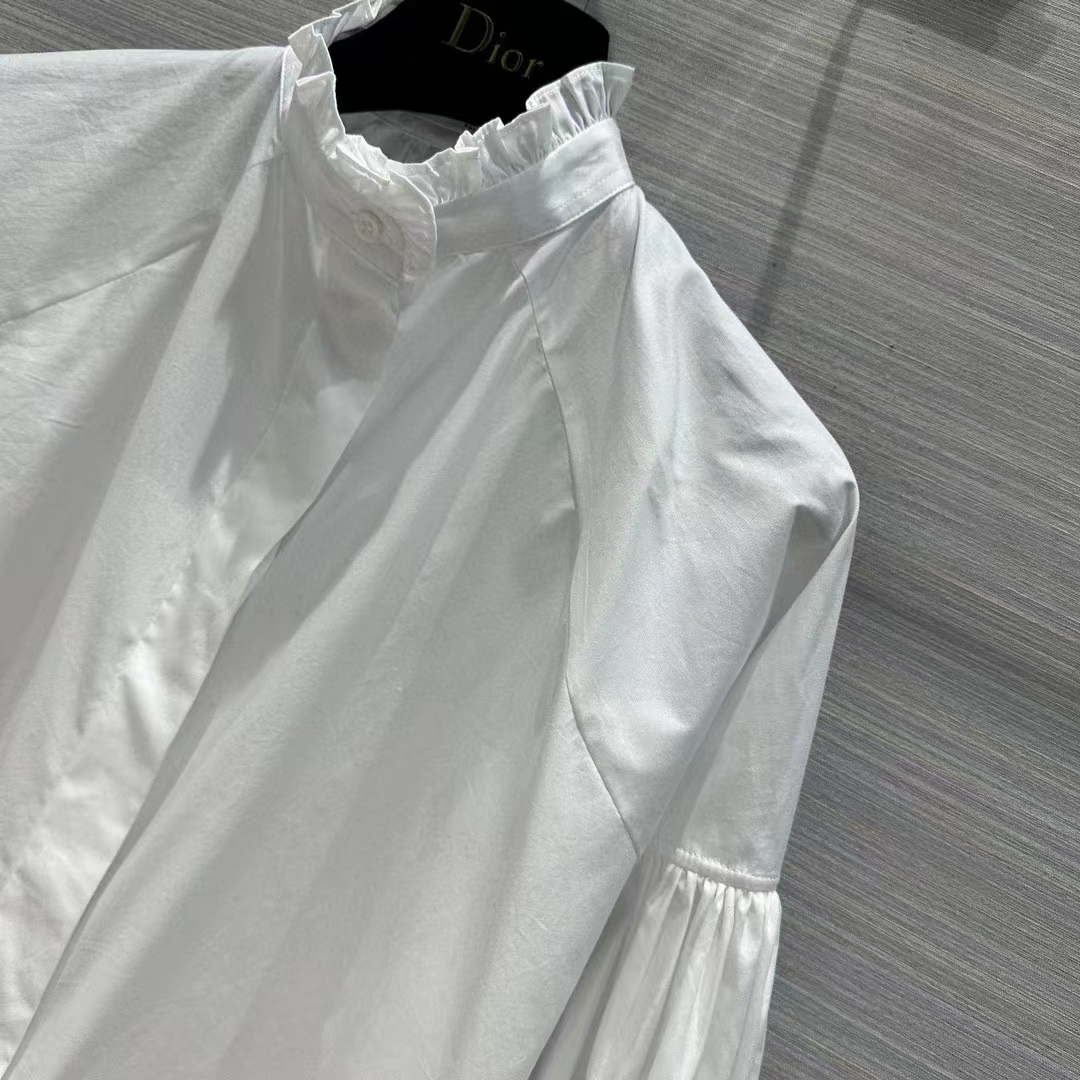 Dior Men CD Blouse White Cotton Poplin Hallmark Embroidered Bee Unlined
