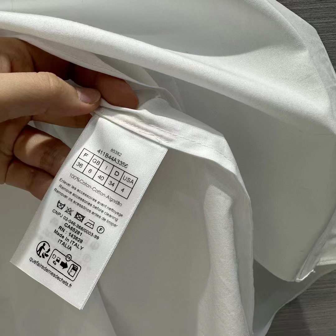 Dior Men CD Blouse White Cotton Poplin Hallmark Embroidered Bee Unlined