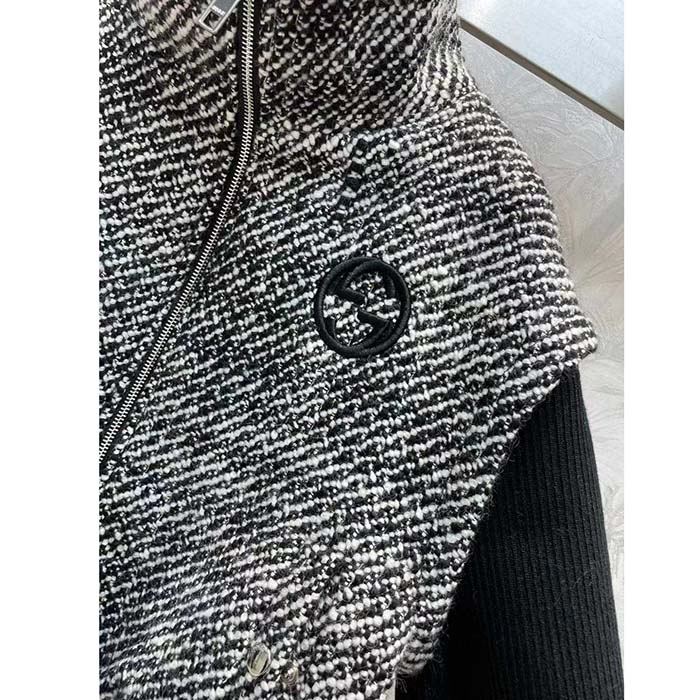 G*u*i gg women bouclé wool jacket interlocking g high neck dropped shoulder