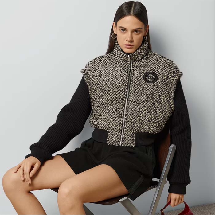 G*u*i gg women bouclé wool jacket interlocking g high neck dropped shoulder