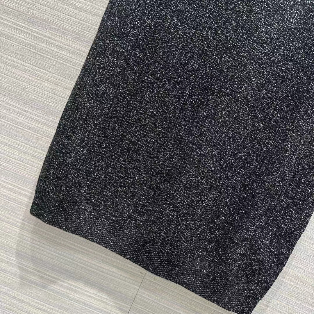 G*u*i gg women rib stitch viscose lamé skirt interlocking g slip lining elastic waist