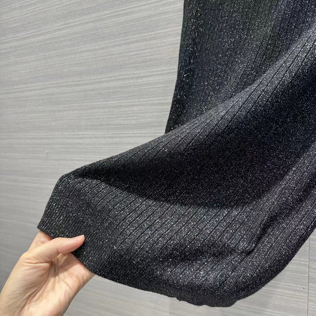 G*u*i gg women rib stitch viscose lamé skirt interlocking g slip lining elastic waist