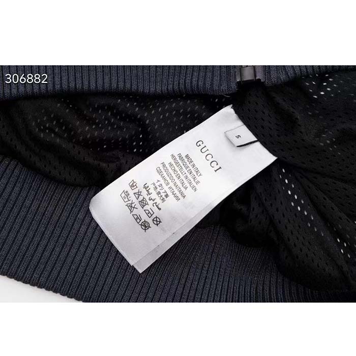 G*u*i women gg jumbo gg zip jacket web dark grey neoprene canvas raglan sleeves