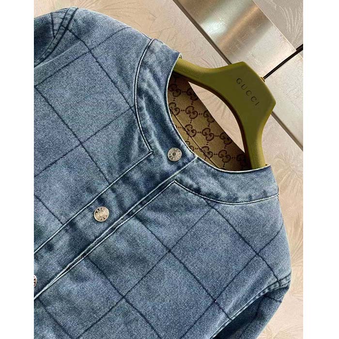G*u*i men gg reversible denim jacket camel ebony gg canvas reversible collarless dropped shoulder