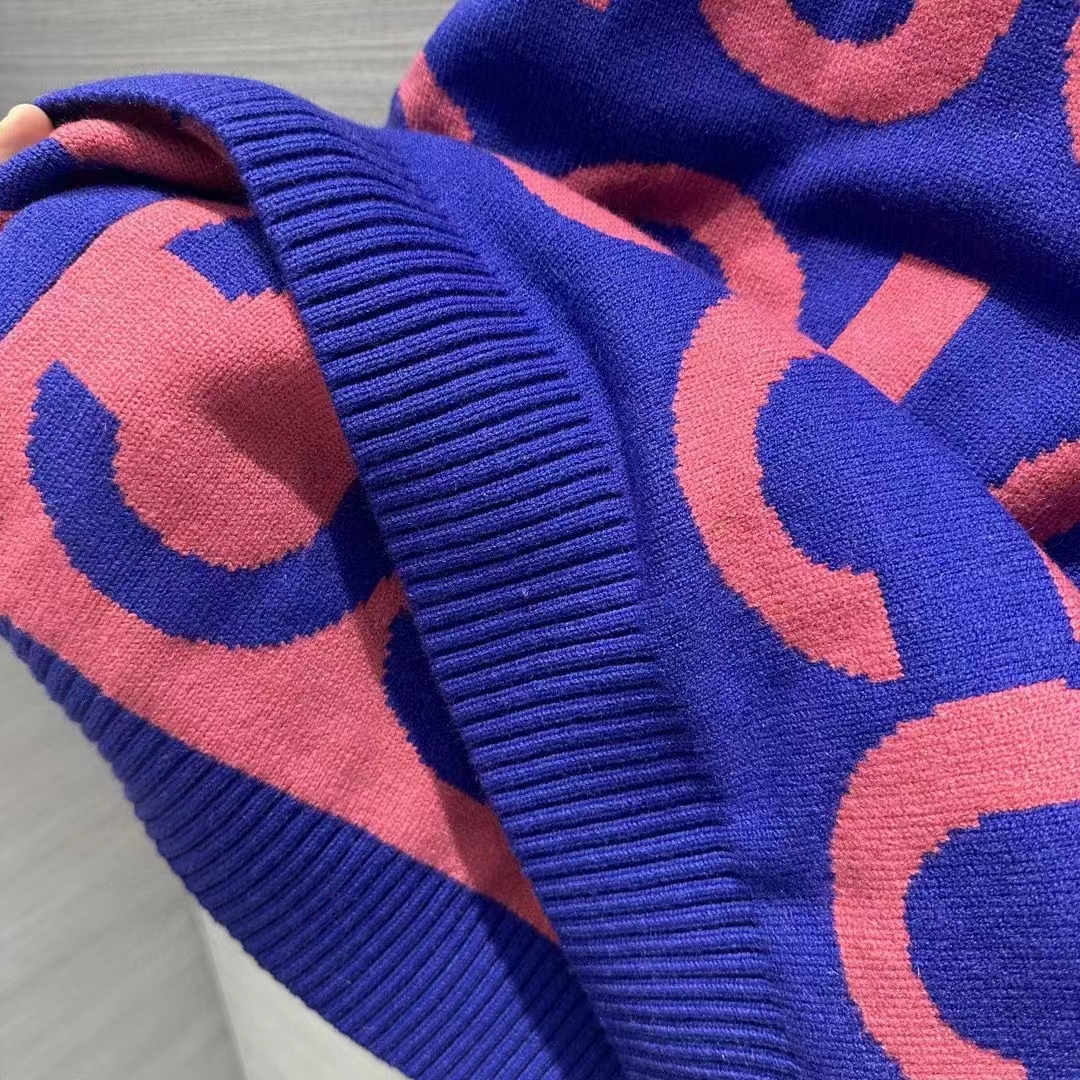 G*u*i women gg wool sweater G*u*i intarsia blue crewneck dropped shoulder