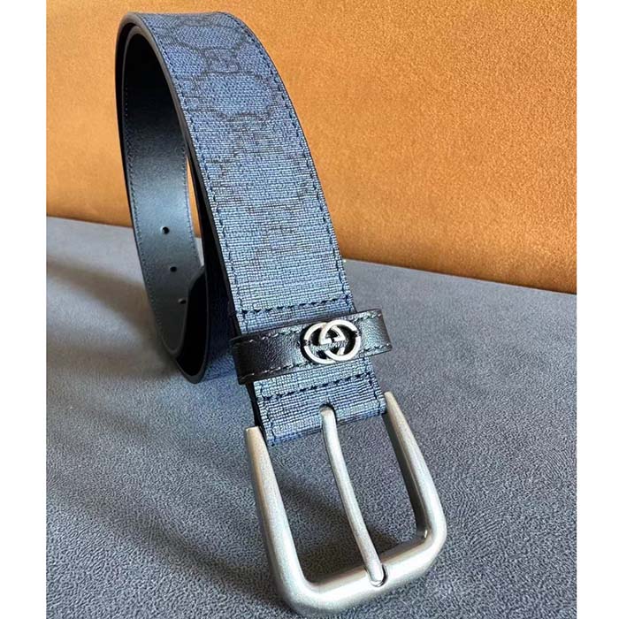 G*u*i unisex gg belt interlocking g detail blue dark blue gg supreme square buckle