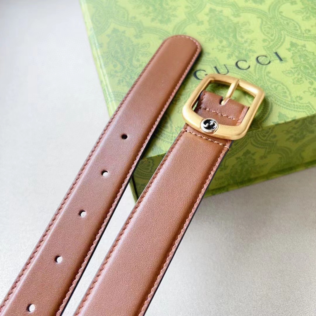G*u*i unisex gg belt rectangular buckle cuir leather antique brass hardware 3 cm width