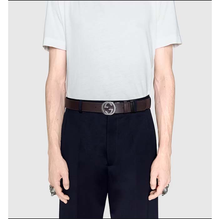 G*u*i unisex gg reversible G*u*i signature belt black leather reverses to brown leather