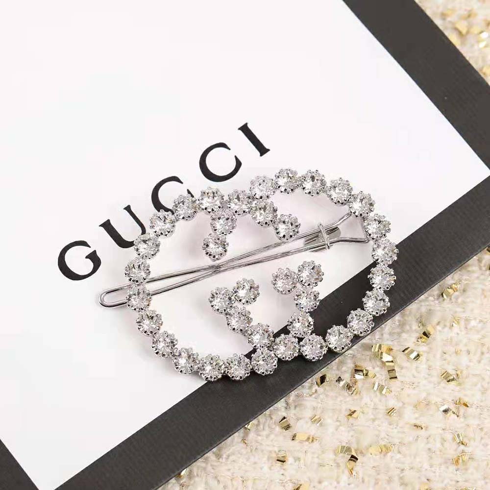 G*u*i women crystal interlocking g hair clip