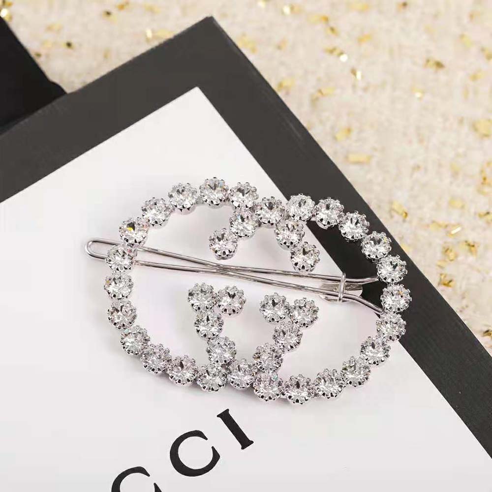 G*u*i women crystal interlocking g hair clip