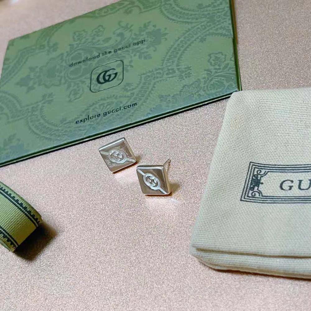 G*u*i women diagonal interlocking g earrings