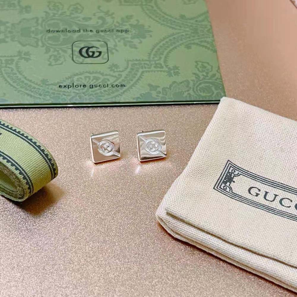 G*u*i women diagonal interlocking g earrings
