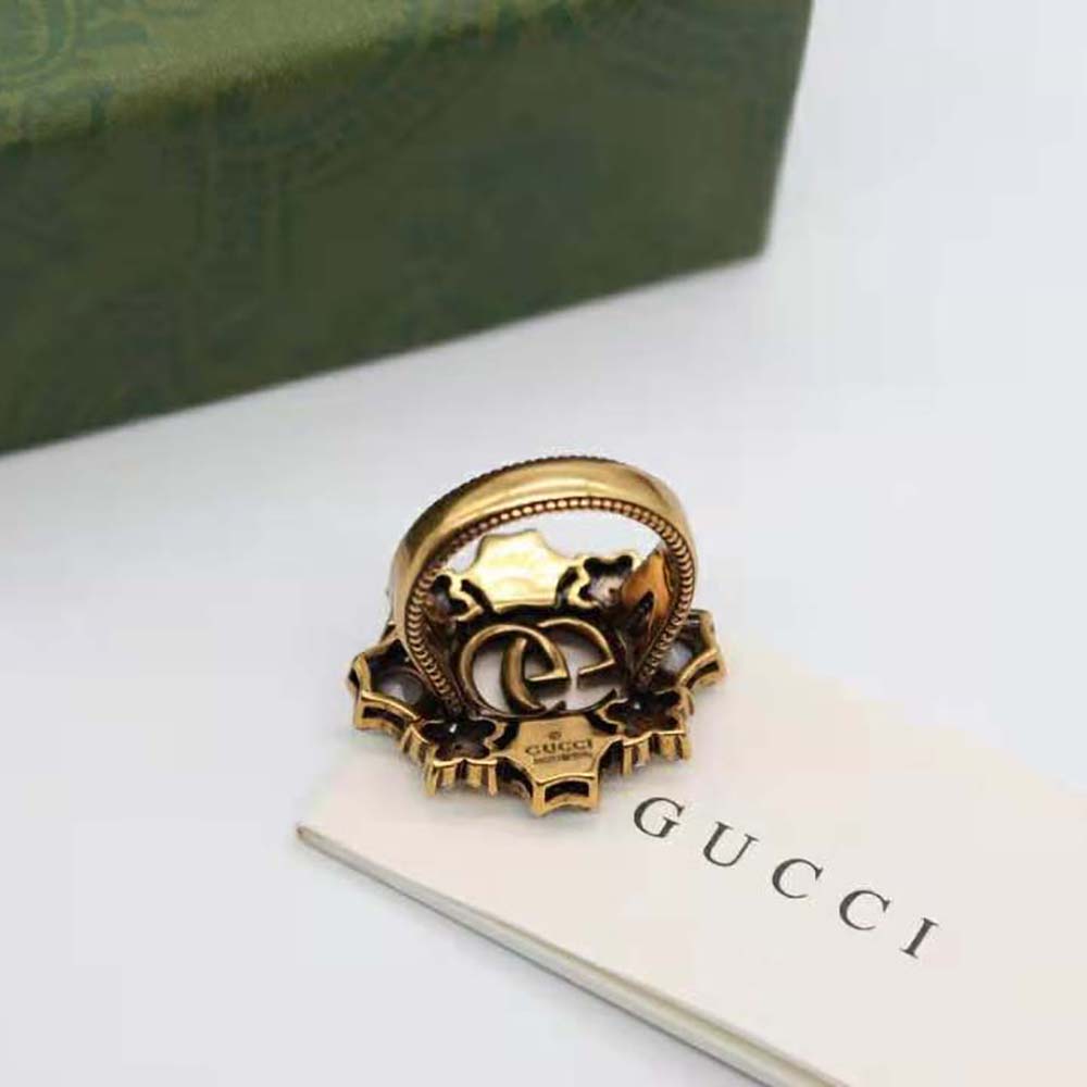 G*u*i women double g crystal flower ring