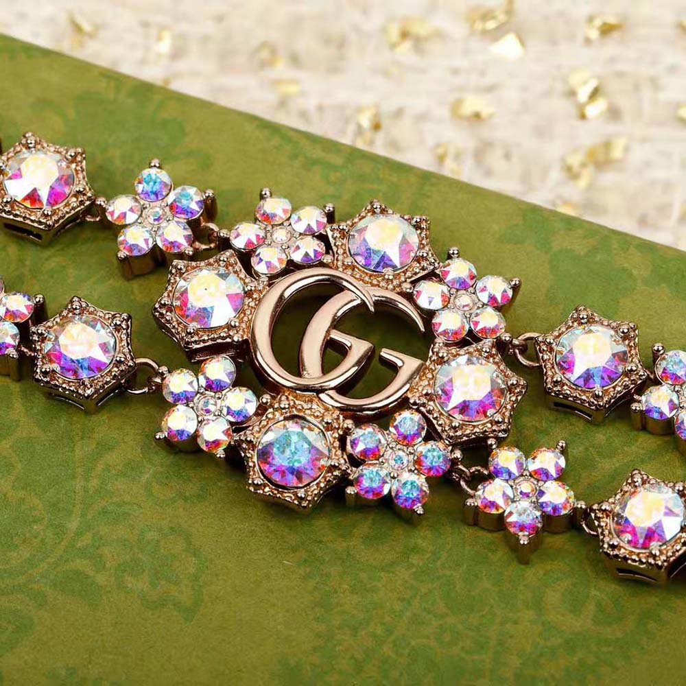 G*u*i women double g crystal flowers bracelet