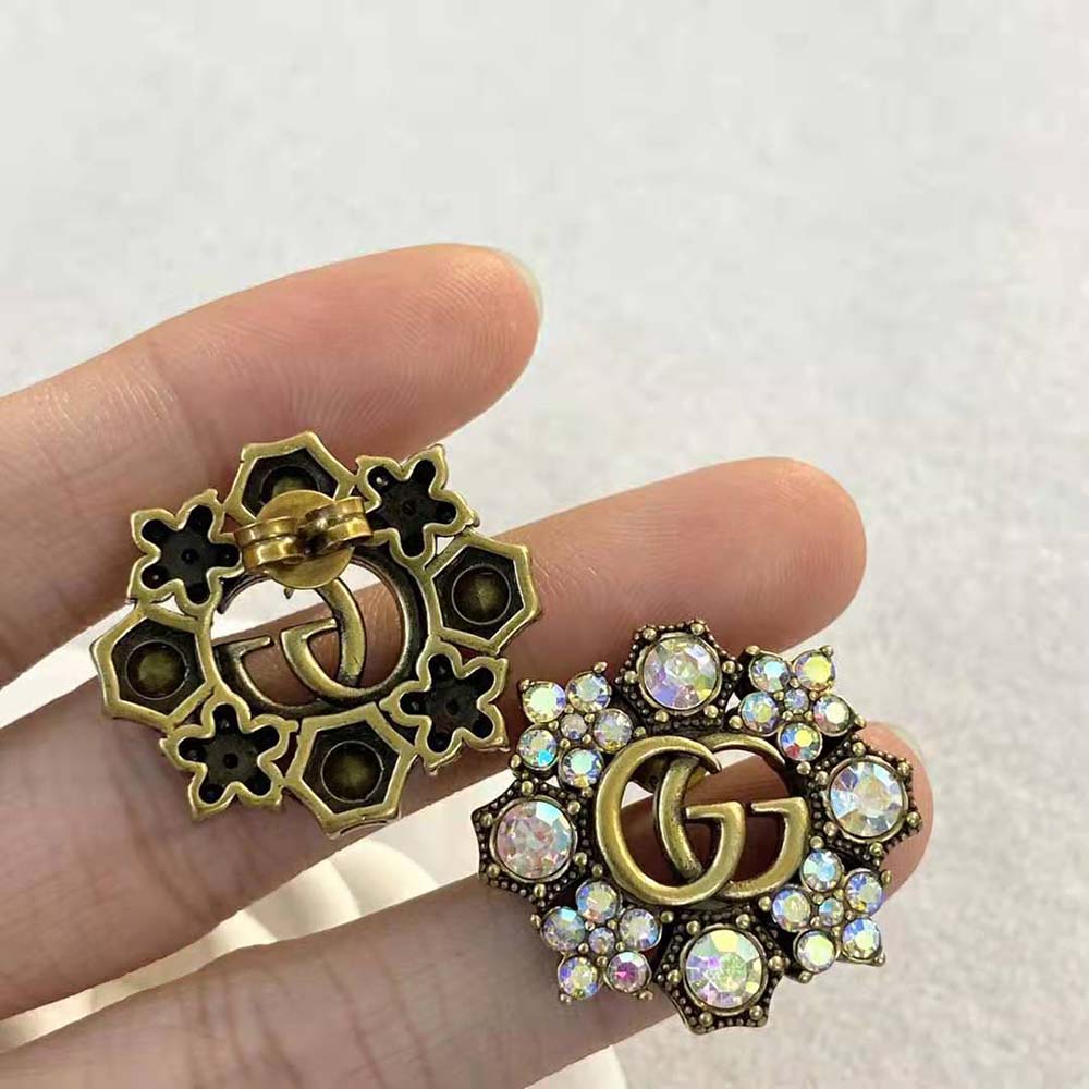 G*u*i women double g crystal flowers earrings