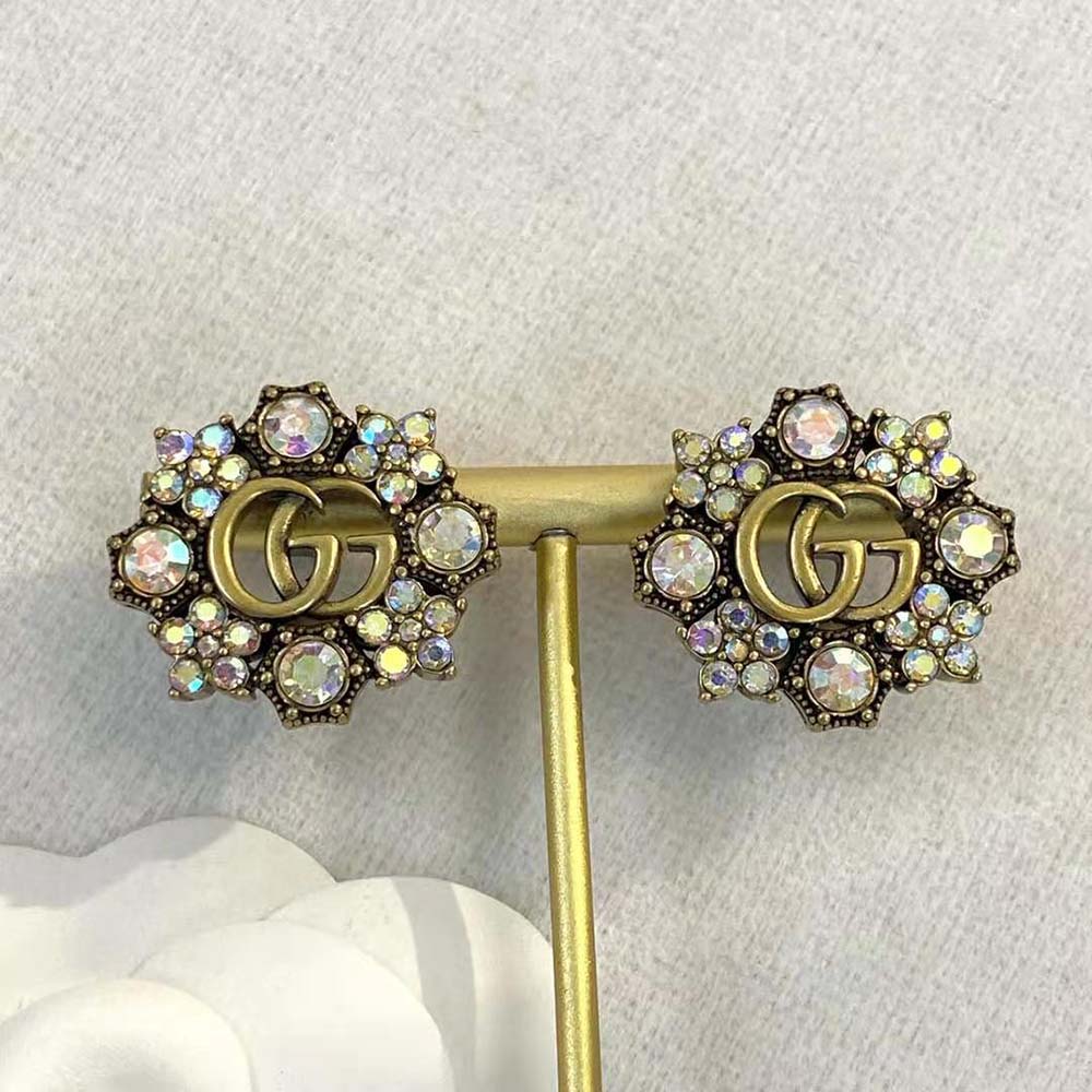 G*u*i women double g crystal flowers earrings