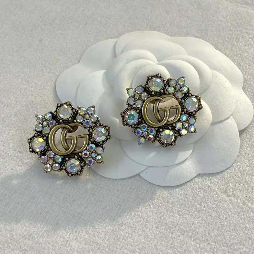 G*u*i women double g crystal flowers earrings